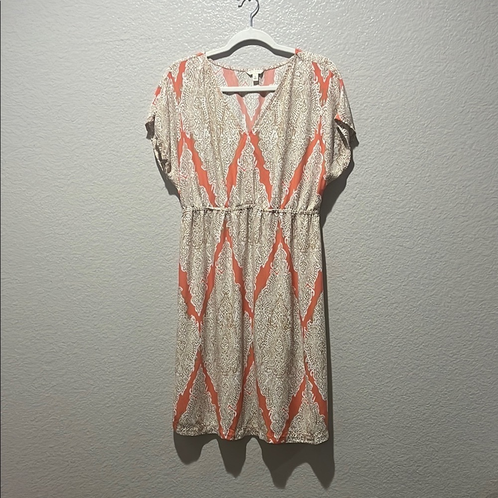 Sonoma Women's Midi Dress Beige and Coral size L